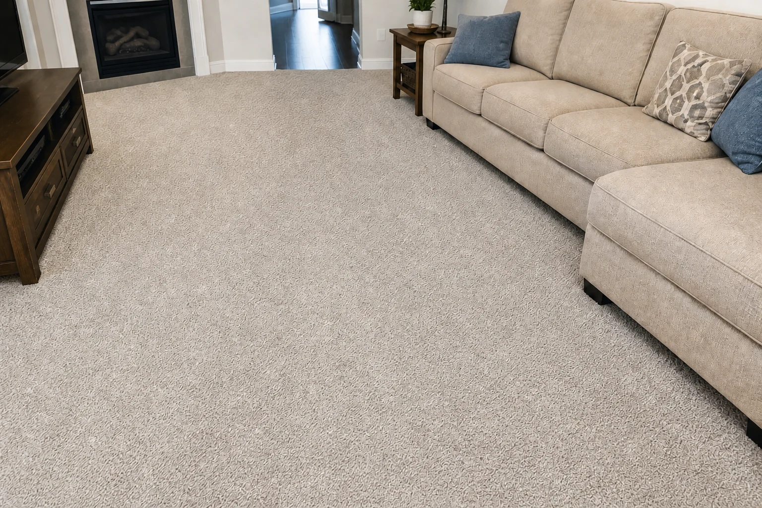 The same illustrative carpet & upholstery cleaning scene after cleaning