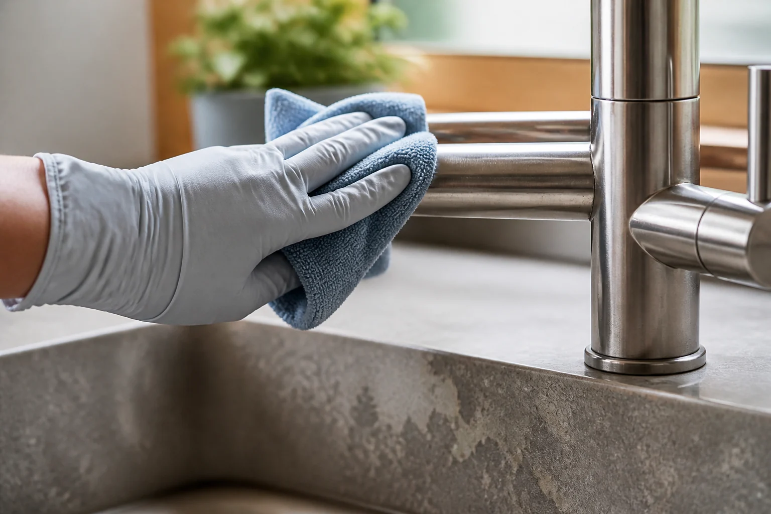 Detailed cleaning work on a carefully maintained home surface