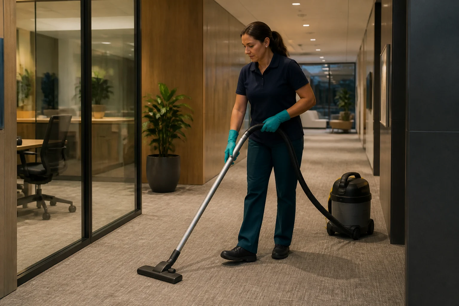 Workplace cleaning setting representative of Charlotte