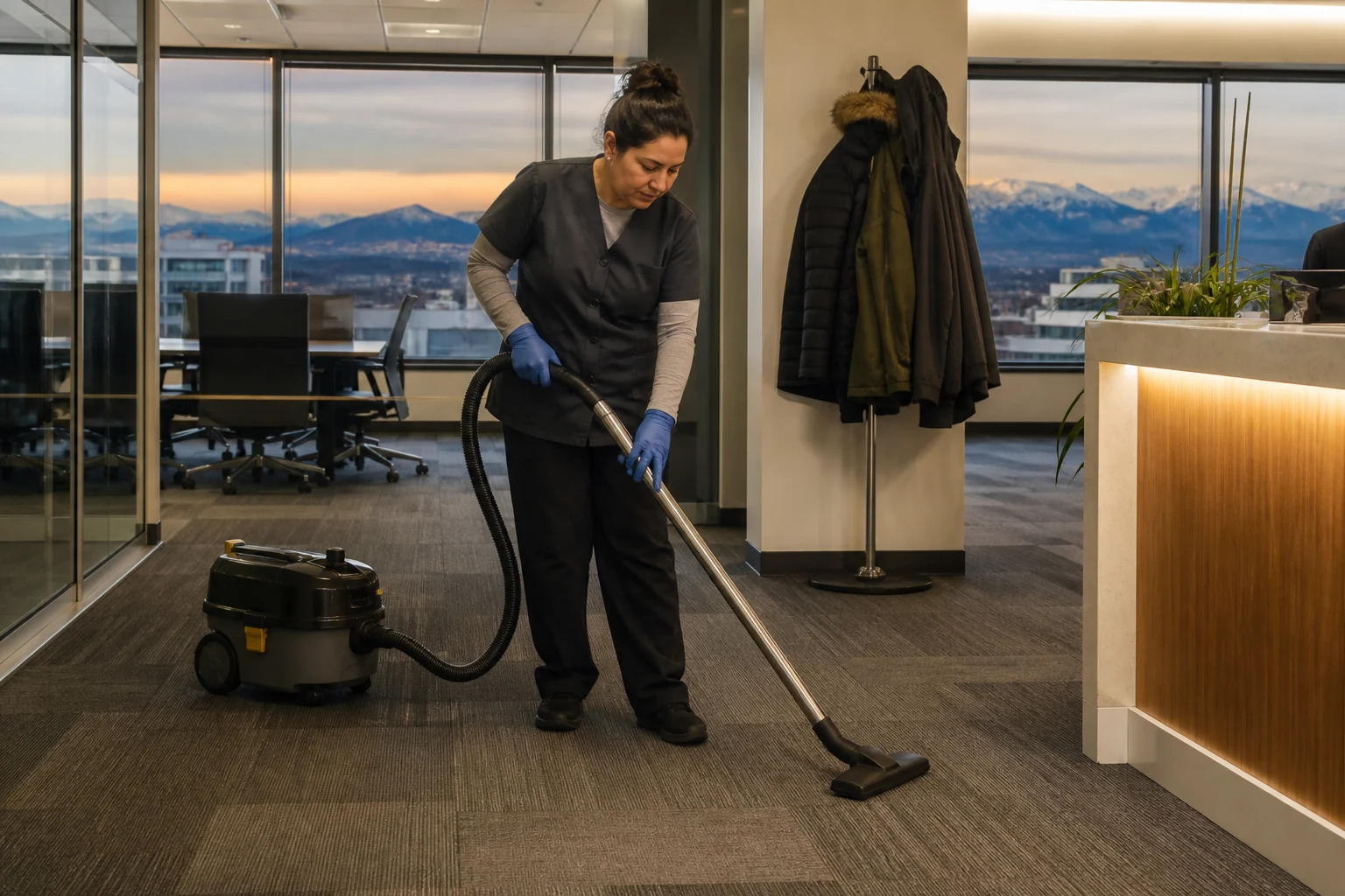 Workplace cleaning setting representative of Denver