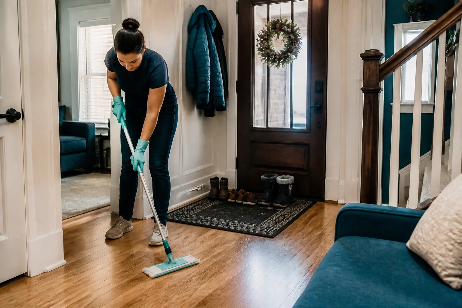 Residential cleaning scene grounded in Denver property styles