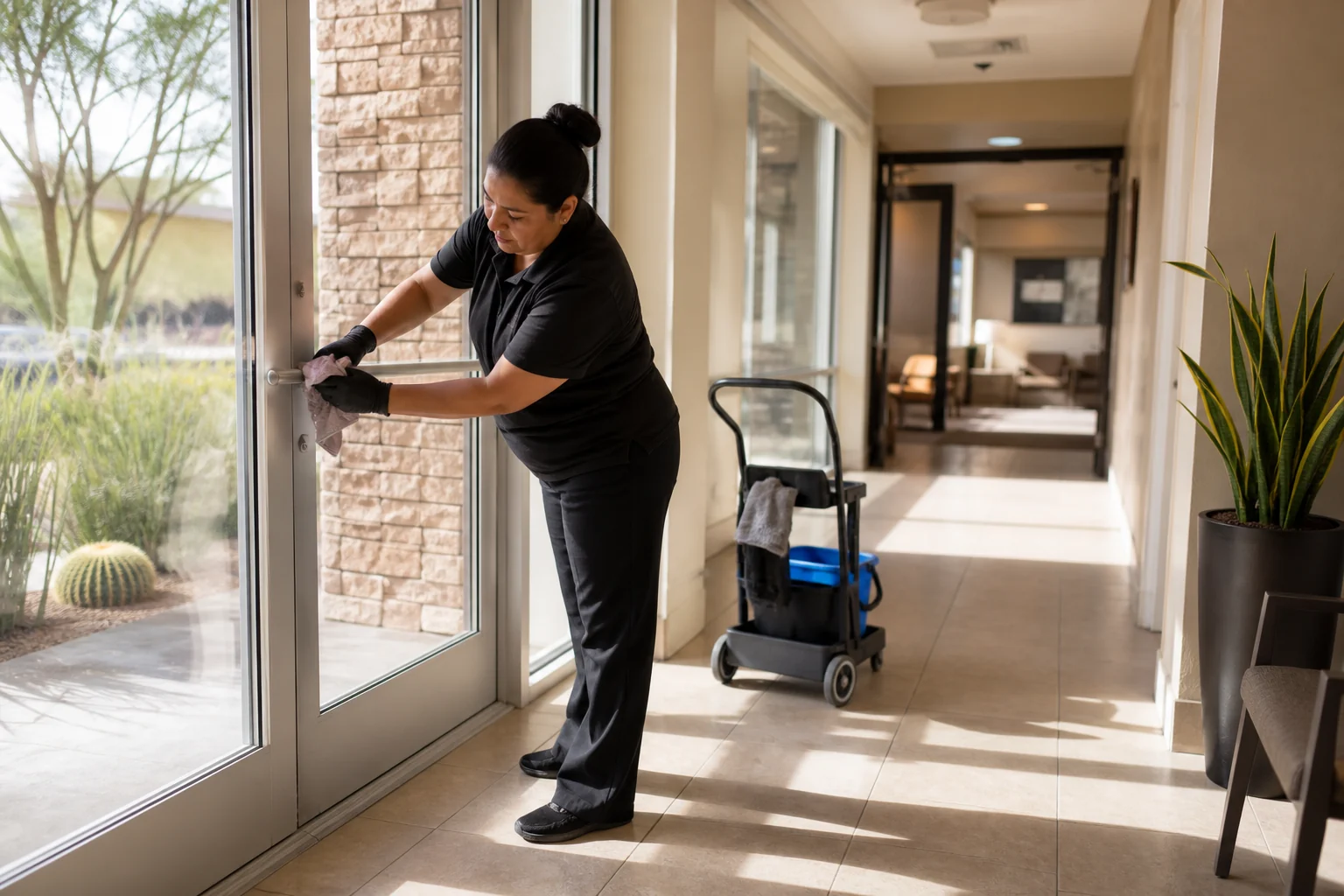 Workplace cleaning setting representative of Phoenix