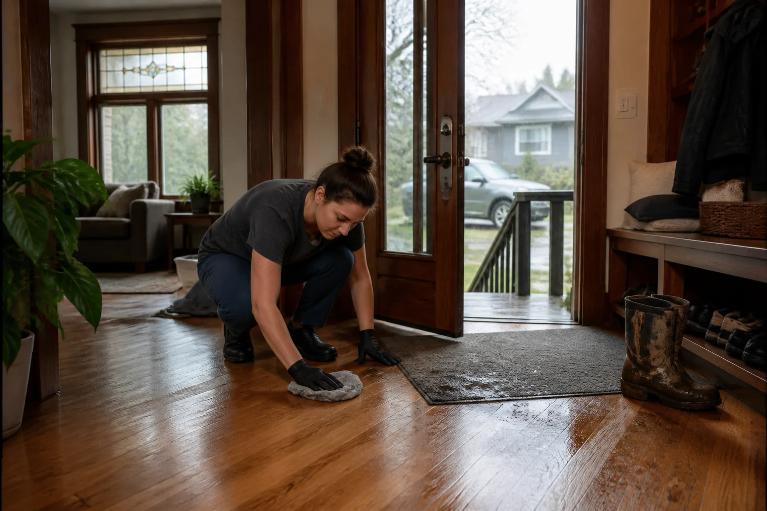 Residential cleaning scene grounded in Portland property styles
